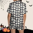 thumbnail image 6 of CAUYDY Halloween Womens Pajamas Set Ghost Pumpkin Print Short Sleeve Button Down 2 Piece Loungewear Sets Sleepwear(Light Purple,XXL), 6 of 7