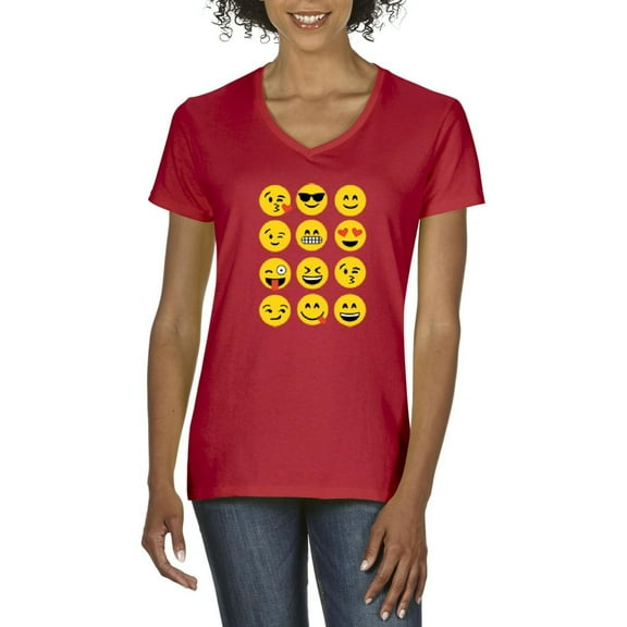 NIB - Women's T-Shirt V-Neck Short Sleeve, up to Women Size 3XL - Emoji Group
