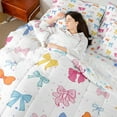 thumbnail image 5 of Manfei Cute Ribbon Bedding Queen Size, Kawaii Princess Bowknot Bed Set, Polka Dots Reversible Bedding Sets Queen Size, Super Cozy Room Decor, 7 Pieces, 5 of 8