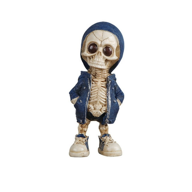 Figurine de Squelette d'Halloween en Résine pour Décoration Intérieure Bleue