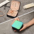 thumbnail image 7 of GZHJMY Mermaid Green Gradient Travel Jewelry Organizer Portable PU Leather Jewelry Box for Womens Earring Necklace Bracelets, 7 of 7