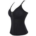 thumbnail image 4 of JGGSPWM Women's Zipper Front Spaghetti Strap Corset Tops Tight Solid Color Sleeveless Body Shaper Tummy Control Shapewear Camisole Black M, 4 of 8