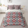 thumbnail image 2 of Manfei Bohemian Aztec Bedding Comforter Set 7 Pieces for Adult, Grey Red Tribal Geometric Full Bedding Set, Southwestern Reversible Fitted Sheet Flat Sheet, Luxury Bedroom Decor, 2 of 7