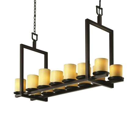 - Justice Designs CandleAria Dakota 14-LT Bridge Chandelier (Short) - Dark Bronze - CNDL-8769-10-AMBR-DBRZ