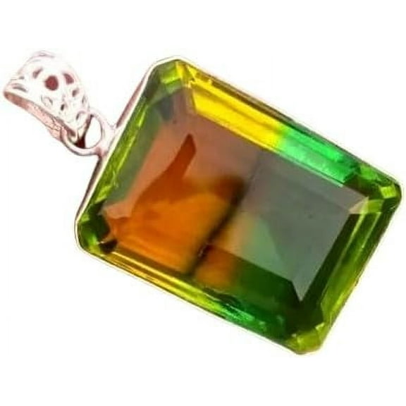 Natural 95.45 Ct Tourmaline Pendant Multicolor 925 Solid Silver Pendant Gemstone