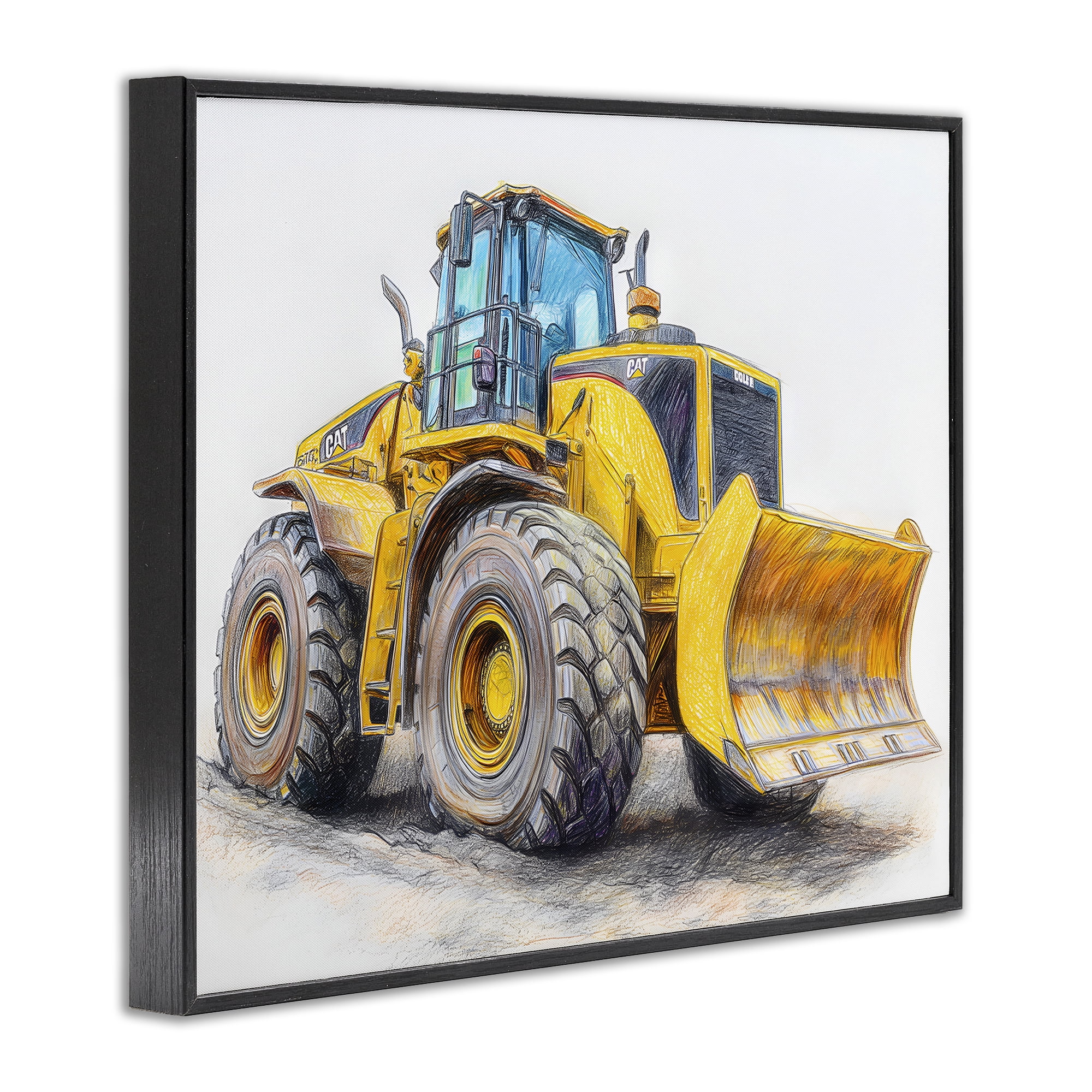 Stupell Industries Industrial Excavator Drawing Black Framed Giclee Art, design by Steve Hunziker