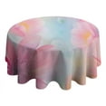 thumbnail image 4 of Pastel Floral Watercolor Pattern Round Tablecloth 60"x60",Wrinkle Wipeable Table Cloth for Kitchen Dining Room Picnic Patio Party, 4 of 6
