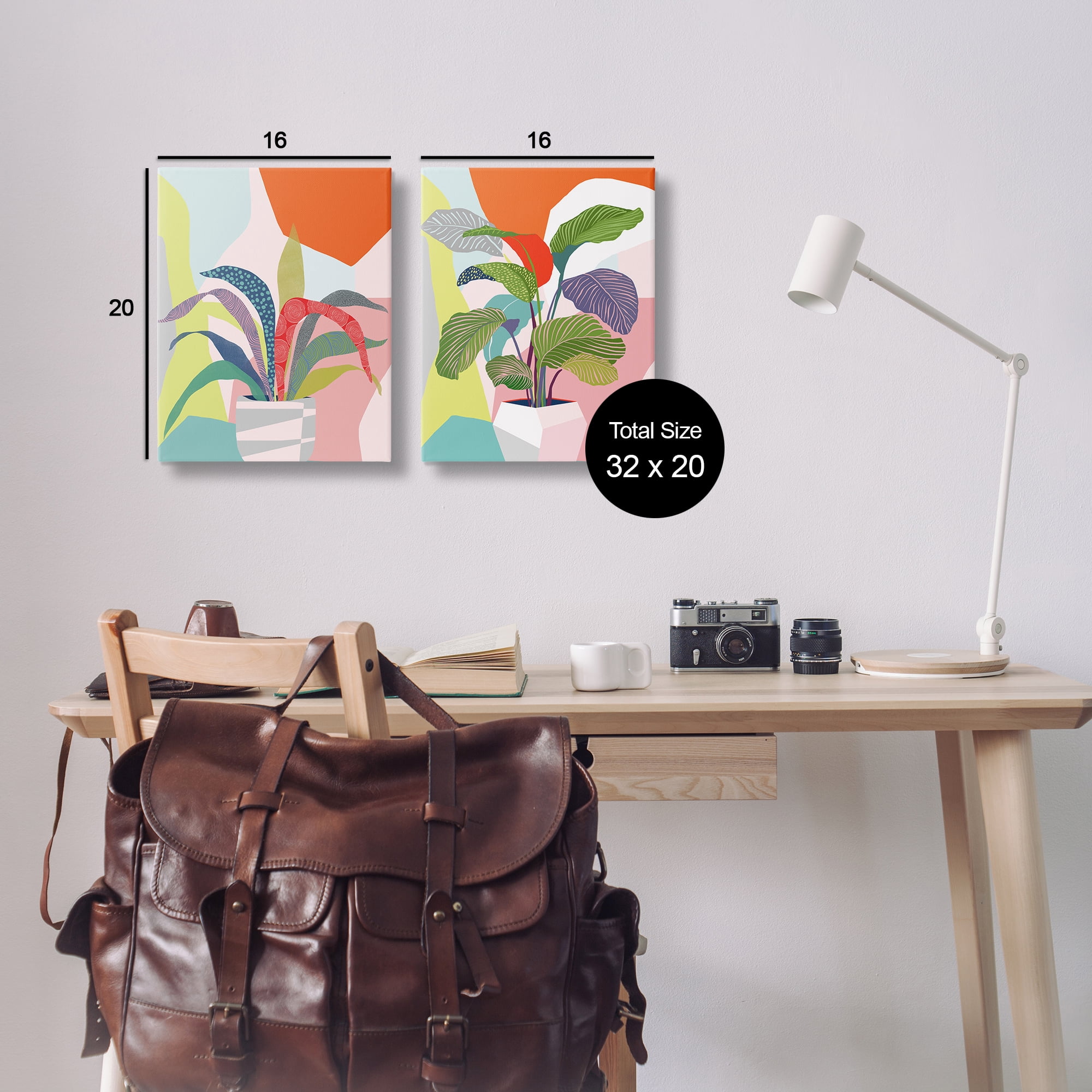 Stupell Industries Lively Patterned Plant Leaves Floral & Botanical Painting Wrapped Canvas Art Print Wall Art, 16 x 20, Set of 2