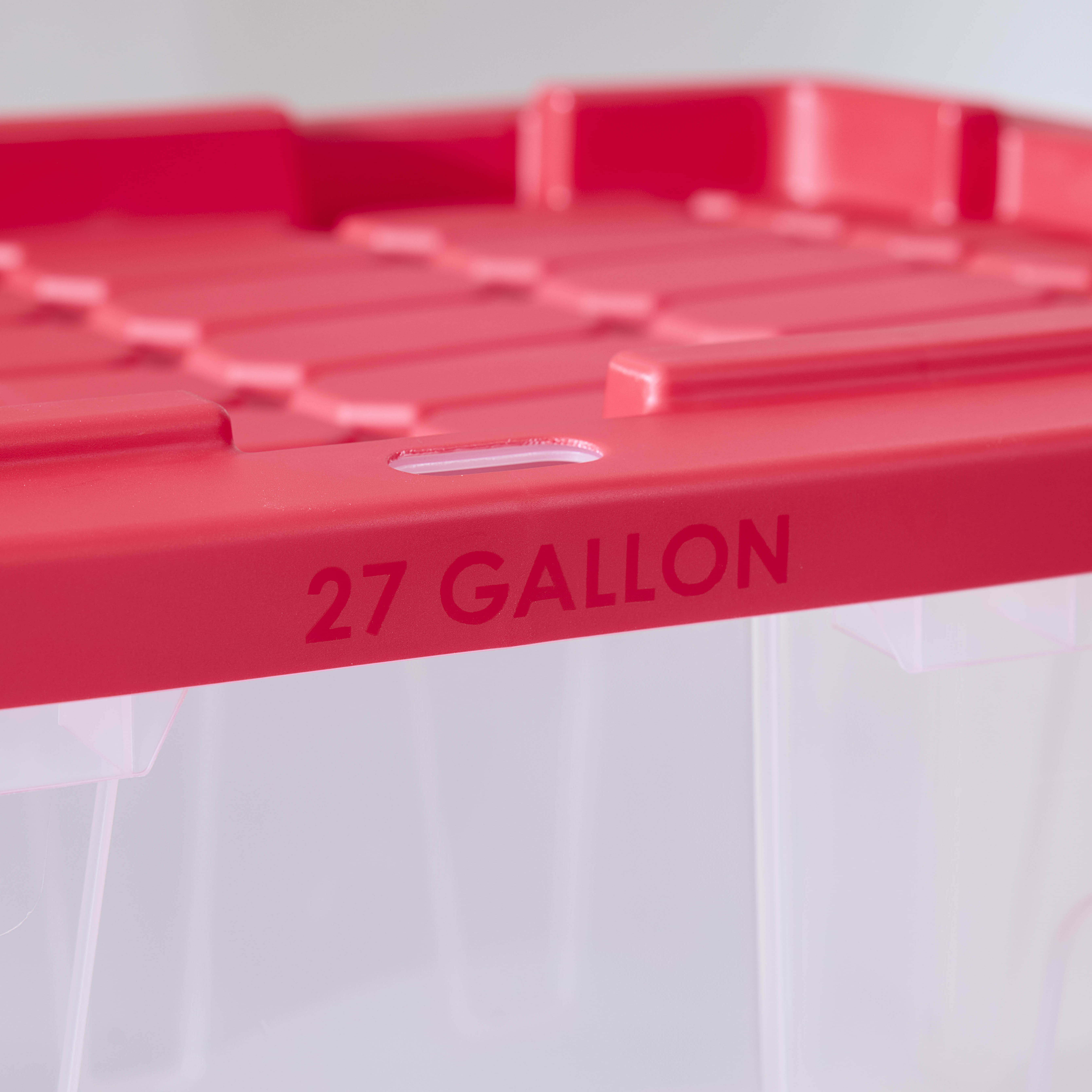 Hyper Tough 27 Gallon Clear Storage Bin with Red Snap Lid photo 5