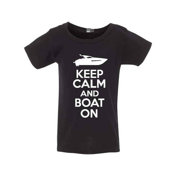 Keep Calm And Boat On Fishing Vessel Funny Toddler Kids T-Shirt Tee