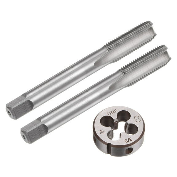 Uxcell Tap and Die Set 3/8-24 UNF Screw Tap & Round Die Thread Repair Tapping Tools 3 Pieces