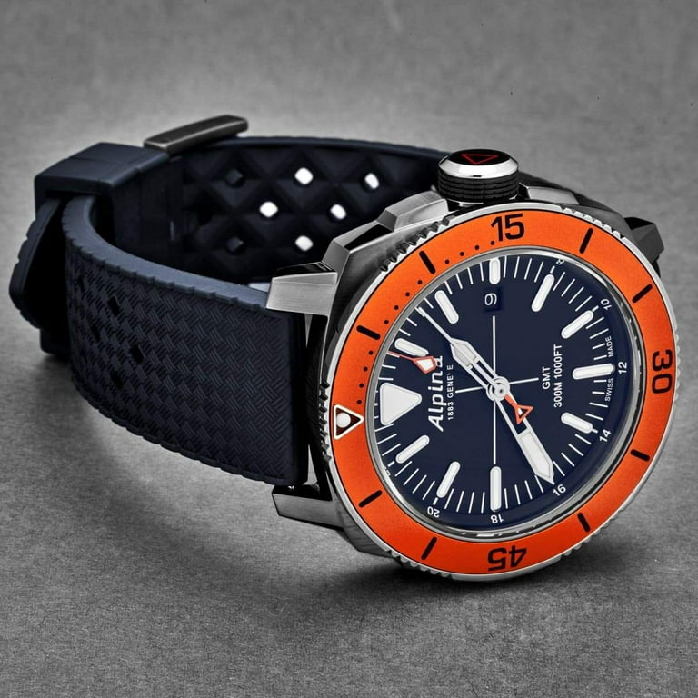 Alpina Seastrong Diver GMT Men's Grey PVD Steel Quartz Watch AL