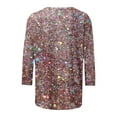 thumbnail image 4 of Midsumdr Womens Tops Spring Summer 3/4 Sleeves Round Neck Casual Pullover Shirts Pullover Tunic Tops Tie-dye Print Sequin Tops for Women, 4 of 5