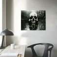 thumbnail image 4 of PIKWEEK Large Black and White Skull Canvas Wall Art Abstract Halloween Day of Dead Skeleton Picture Print on Canvas for Home Bedroom Decor Ready to Hang16*12inch/20*16inch, 4 of 6