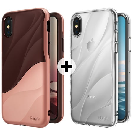 Apple iPhone X Phone Case, iPhone 10 Case, Ringke [WAVE] Dual Layer Heavy Duty PC TPU Drop Resistant Protection Cover + [Flow] Minimalist Wavy Textured Shock Absorption TPU