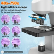 LAKWAR Microscope for Kids Beginners Student,Compound Biological Educational Microscope with Smartphone Adapter Slides Set,Educational Kits Gift