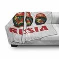 thumbnail image 2 of Russian Soft Flannel Fleece Throw Blanket, Nesting Matryoshka Dolls Trademark of Russia, Cozy Plush for Indoor and Outdoor Use, 60" x 80", Vermilion White Green, by Ambesonne, 2 of 5