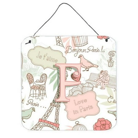 Monogram Letter Love in Paris Pink Wall or Door Hanging Prints
