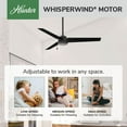 thumbnail image 6 of Hunter 52 inch Outdoor or Indoor Ceiling Fan No Light - Black Ceiling Fan without Light, For Patio, Porch, Garage, or Living Room, Standard Mount, 3 Blades, Pull Chain - Cassius 59264, Matte Black, 6 of 15