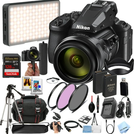 Nikon COOLPIX P950 Digital Camera 24-2000mm Zoom | 83x,16 MP 4K Video   128GB Extreme Memory, Extra Battery , Filters, Case, Tripod, , Software, and More (Content Creator Bundle)