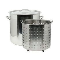 CONCORD 53 QT Stainless Steel Stock Pot w/ Basket. Heavy Kettle. Cookware for Boiling