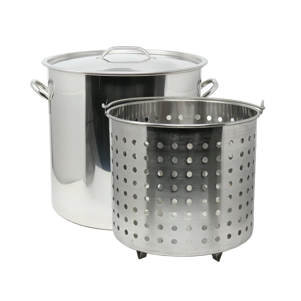 CONCORD 53 QT Stainless Steel Stock Pot w/ Basket. Heavy Kettle