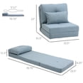 thumbnail image 5 of Convertible Flip Chair, Floor Lazy Sofa, Folding Upholstered Couch Bed with Adjustable Backrest, Metal Frame and Pillows for Living Room Bedroom, Blue, 5 of 5