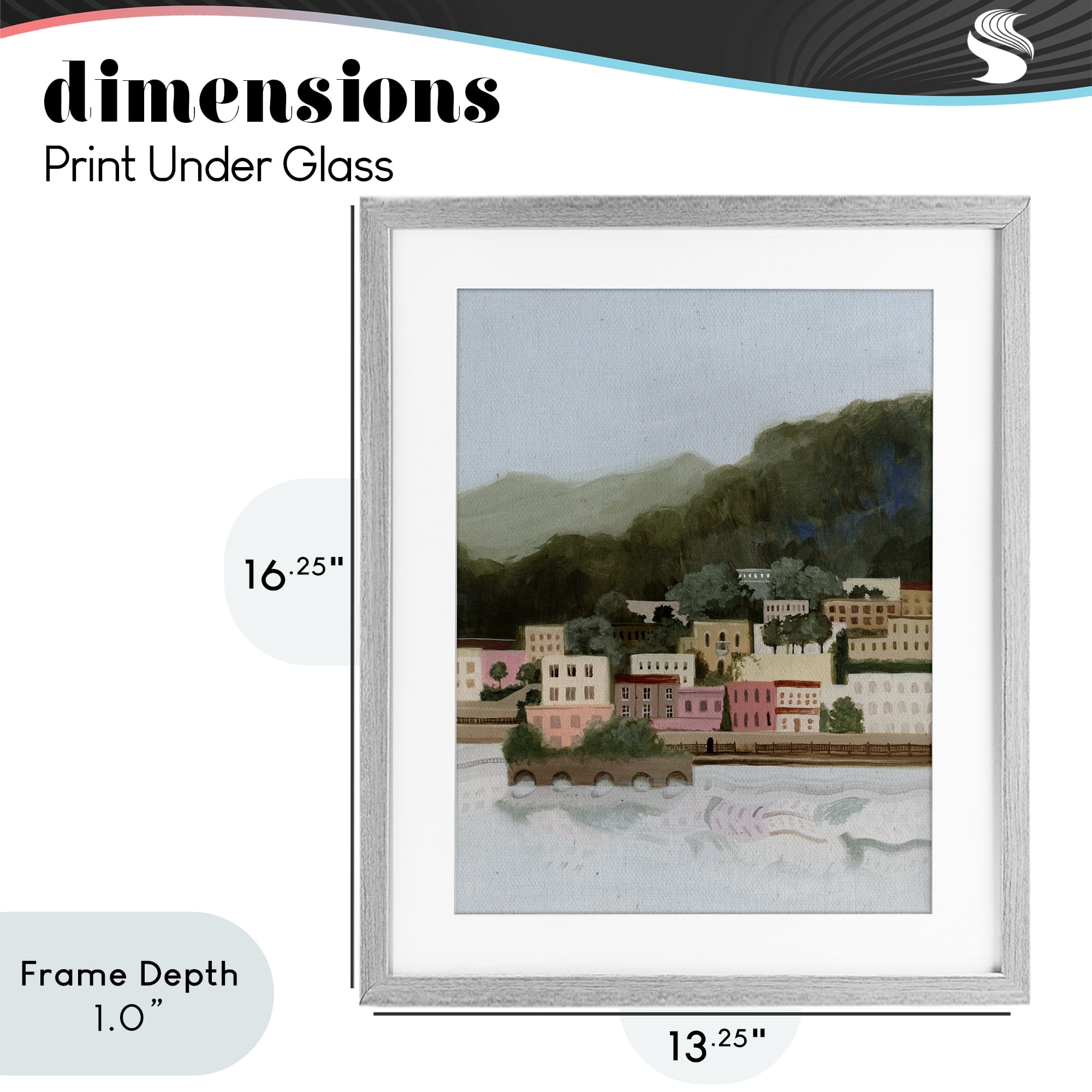 Stupell Industries Mountains By The Sea Gray Framed Print Under Glass, design by Grace Popp