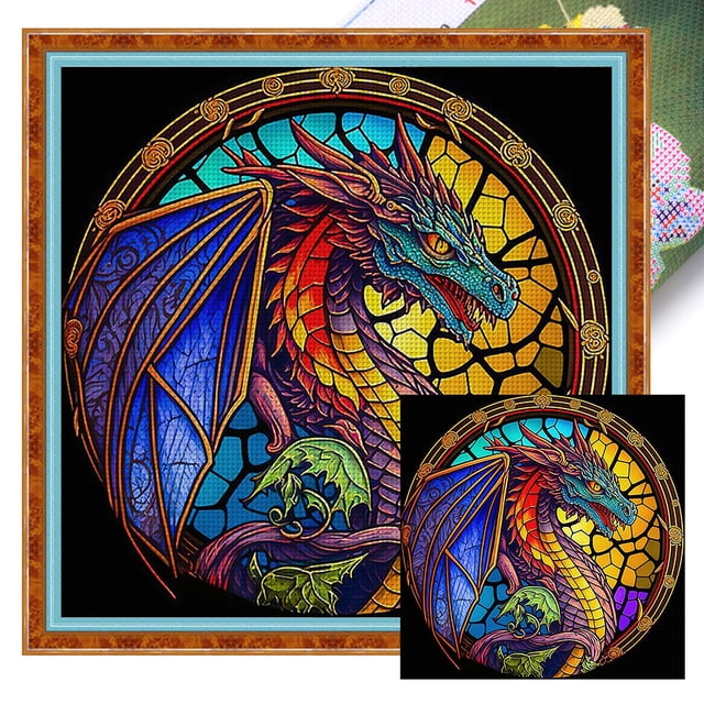 Hilo Algodón Ecológico Bordado Punto Cruz Dragón Vidrieras 11CT