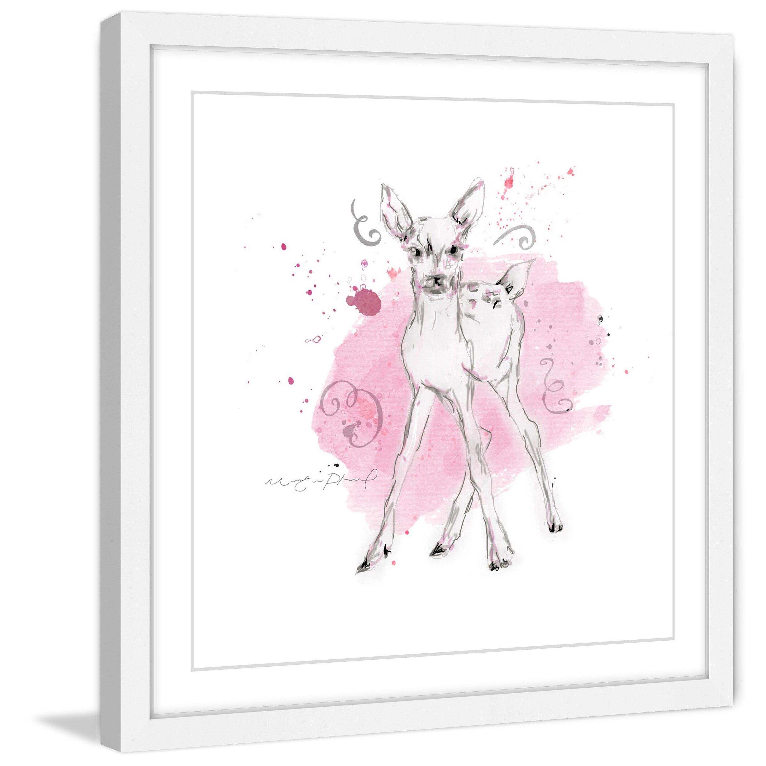 "Cerf Bebe" By Marie-Eve Pharand Framed Painting Art Print, 24.0" x 1.5"