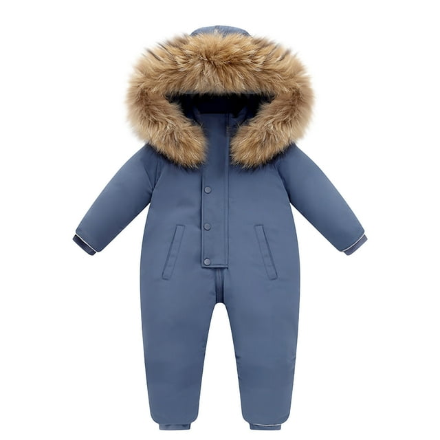 Floleo Combinaison d'Hiver pour Enfants, Déperlante, Isolée, à Capuchon, pour Garçons et Filles, Activités de Plein Air, Ski, Planche à Neige, Randonnée, Équipement pour Temps Froid, Protection Chaude (Bleu#2, 2-3 Ans)