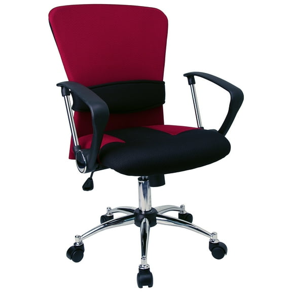 Emma Oliver Mid-Back Red Mesh Swivel Task Office Chair, Lumbar Support and Arms