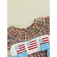 thumbnail image 6 of BemeyourBBs Newborn Baby Girls 4th of July Outfits Fourth of July Smocked Bubble Romper Fly Sleeve USA Flag Embroidery Bodysuits Summer Independence Day Clothes, 6 of 9