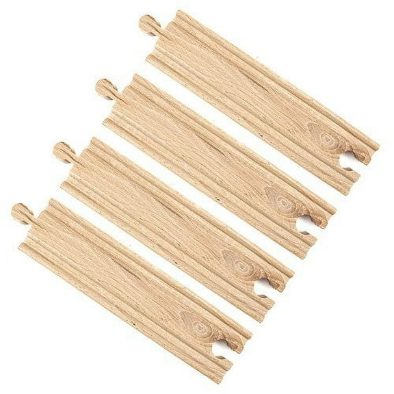 Conductor Carl 6" Straight Track Pack for Wooden Toy Trains (4 Pack)