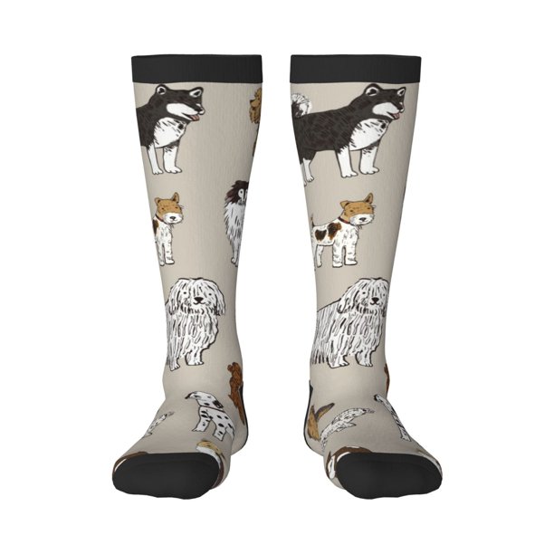 Fotbe Dog Animal Calcetas Divertidas Estampadas para Hombre y Mujer, Calcetas de Algodón hasta la Rodilla para Caminar, Correr, Enfermería y Embarazo