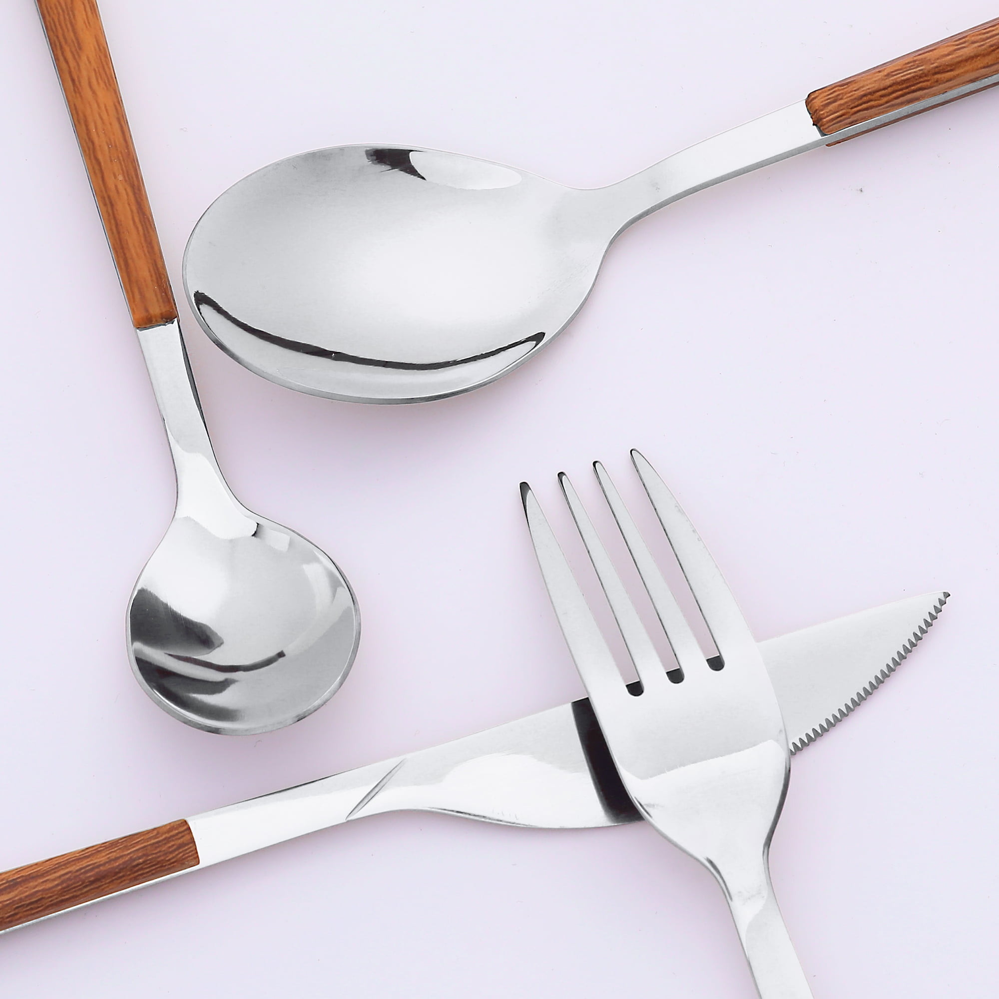 Unique Bargains Silverware Set Durable Stainless Steel Flatware Silver 16 Pcs