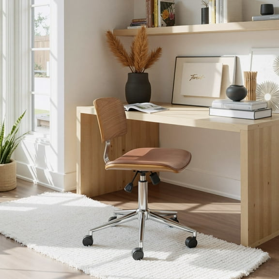Duravel Office Chair Brown Office Chair, Modern Style, Plush and durable faux leather fabric, Plywood, Indoor Office