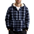 thumbnail image 5 of Mens Flannel Shirt Jacket Sherpa Lined Plaid Full Zip Hoodie Winter Fleece Coat Cotton Outwear for Winter, 5 of 5