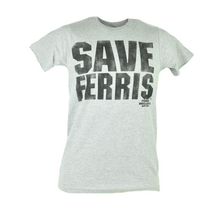 Save Ferris Buellers Day Off Distressed Comedy Movie Grey Text Tshirt Tee XSmall