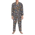 thumbnail image 3 of Salouo Wildflowers Print Button-Front Long Sleeve Pajama Set for Men, Soft 2Pjs Men's Long Sleeve Sleepwear-Medium, 3 of 7