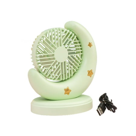 

USB Desk Fan with Moon Shape Rechargeable Fan Portable Personal Table Fan Electric Fan Portable Cooling Fan with 90Rotatable Head for Home Office Bedroom Table and Desktop