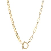 "JS Jessica Simpson Womens Gold Plated Sterling Silver Clip/Curb Link Toggle Necklace"