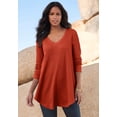 thumbnail image 2 of Roaman's Women's Plus Size Knit Thermal V Neck Swing Tunic – Long Sleeve, 2 of 5