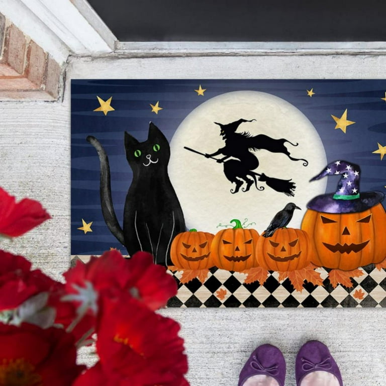 Hexagram Halloween Door Mats 17x29 Inch, Welcome Mats Outdoor, Halloween  Cat Farmhouse Decor，Halloween Doormats for Front Door Decorations