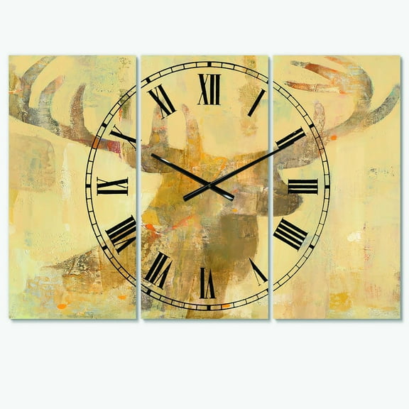 Designart 'Golden Deer I' Farmhouse Wall Clock