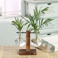 thumbnail image 3 of Vintage Hydroponic Plant Vases Transparent Flower Pot Wooden Frame Glass Tabletop Plants Vase for Home Bonsai Decor, 3 of 7