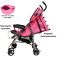 thumbnail image 4 of Carriola de Bastón para Bebé Asiento Multiposiciones Ruedas con Freno Cinturón de 5 Puntos Soporta hasta 15 kg - Rosa, 4 of 7