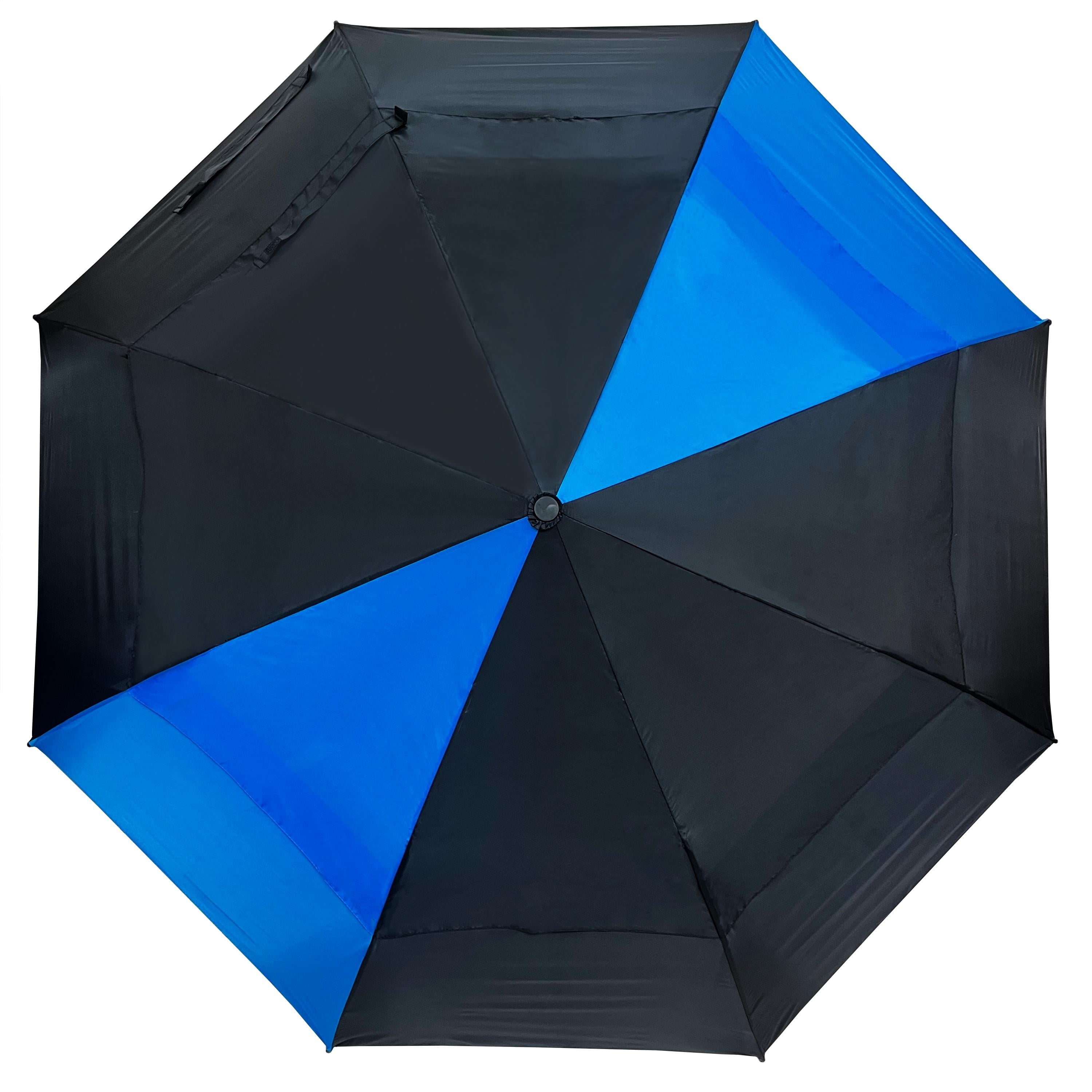 Weather Station Deluxe Two-Person Rain Umbrella Black Blue