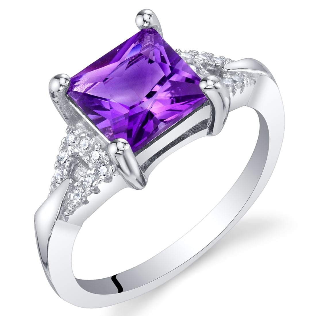 1.5 ct Princess Amethyst Solitaire Ring in Sterling Silver