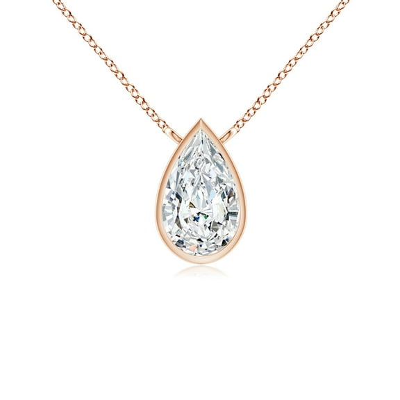 ANGARA Natural Pear-Shaped Diamond Solitaire Pendant in 14K Rose Gold for Women (Size-4x2.5mm| Color-G| Clarity-VS2) | April Birthstone, Anniversary, Jewelry Gift for Women | Natural Diamond Necklace